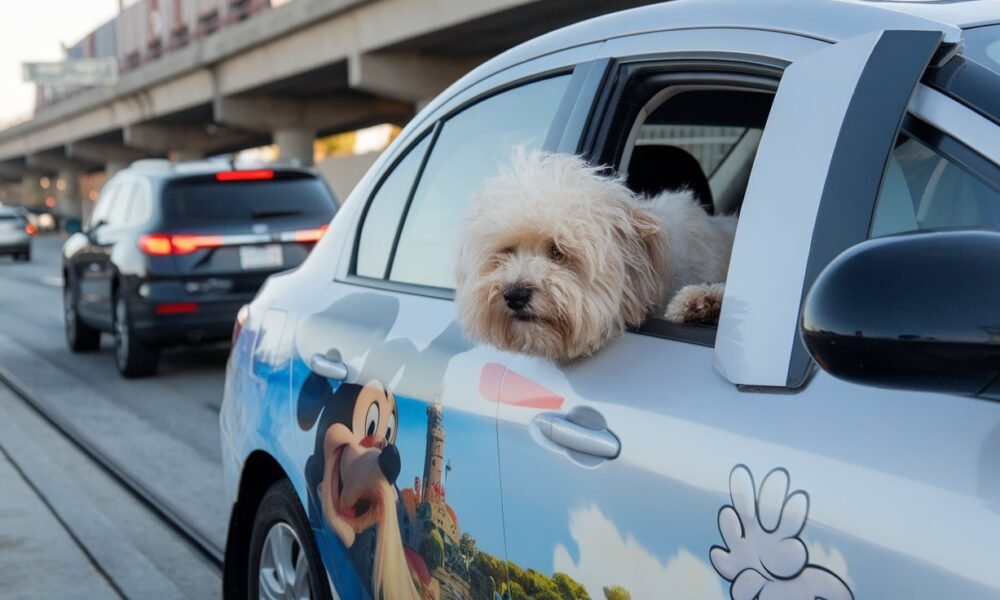 fluffy stuck on la freeway at disney